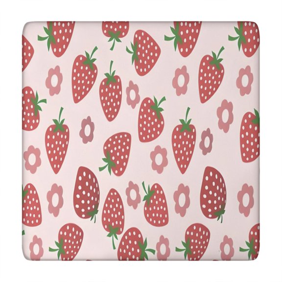 Strawberry Plants Fruit Flower Square Fitted Tablecloth with Elastic Edge,Square Table Cover,Washable Elastic Table Cover for Home Kitchen Party Decor 34"x34"