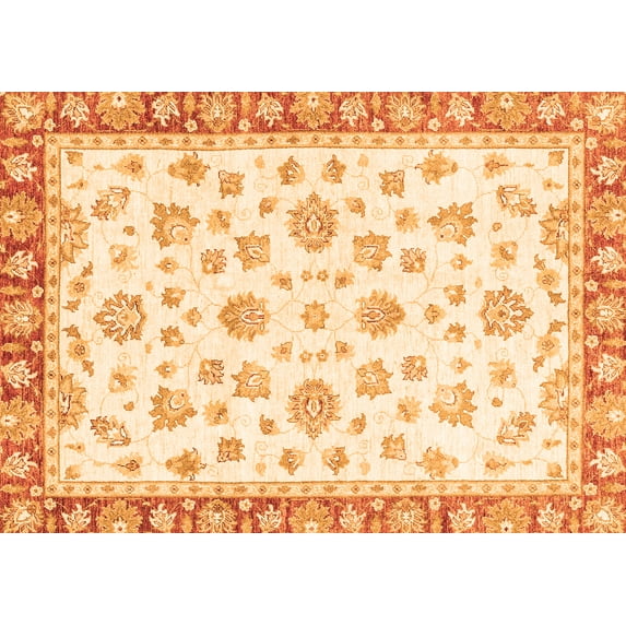 Ahgly Company Indoor Rectangle Oriental Orange Traditional Area Rugs, 7' x 9'