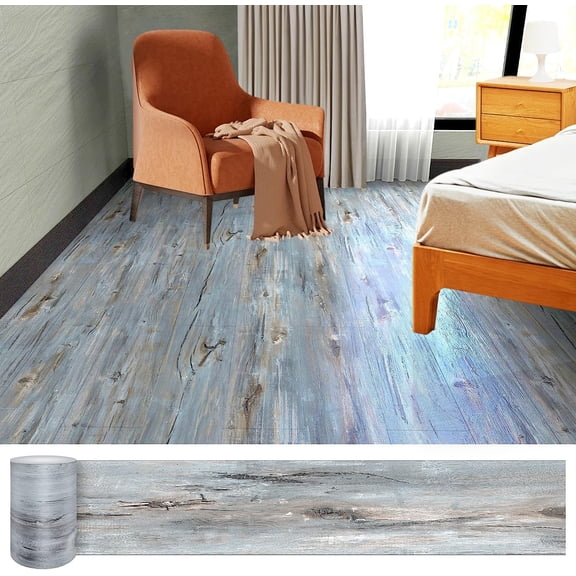 Lareko 54 Sq.Ft,Wood Peel and Stick Floor Tiles,36 Pack Grey Vinyl Flooring (No Adhesive Residue) 36"×6" Waterproof and Non-Slip Laminate Flooring for Renters Bathroom, Living Room (Mediterranean）