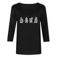 thumbnail image 3 of gbyLJF Women's Plus Size 3/4 Sleeve Halloween Shirts Funny Ghost Rhinestone Graphic Top Casual Fall Family Party Mom Tee, 3 of 7