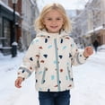 thumbnail image 2 of Curuila Toddler Girls Coat With Zipper Long Sleeve Cartoon Print Hooded Jacket For Girls Winter Warm Casual Soft Outerwear Size 2-3 Years, 2 of 6