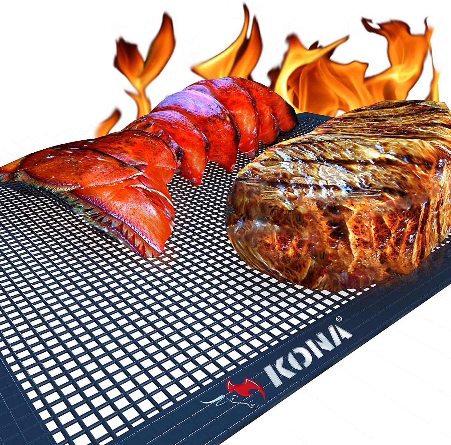 BLACK Professional Grill Mat-Reusable and Heat Resistant BBQ Grill Mat,16 x 13 Inch Barbecue Grill Mats Set of 3 Heavy Duty Non-stick for Ribs Shrimps Steaks Burgers Vegetables 