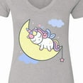 thumbnail image 4 of Inktastic Unicorn Moon Women's V-Neck T-Shirt, 4 of 5