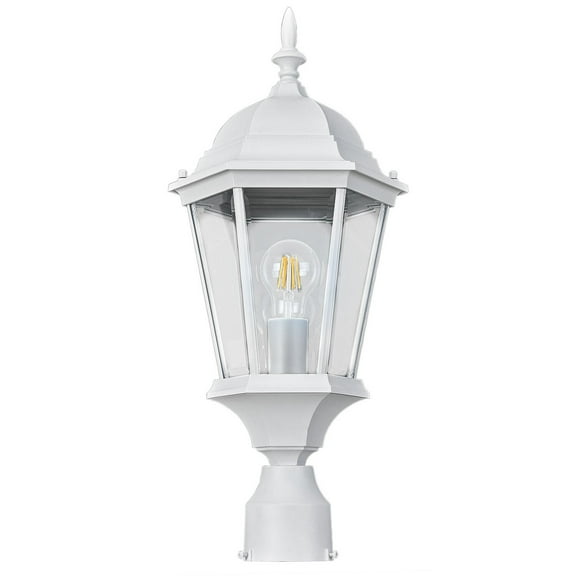 Design House 590091 Traditional Oak Creek Outdoor Post Top Light with Clear Glass for Driveways and Porches, Textured White