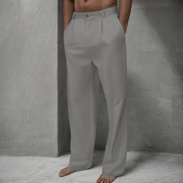 Pantalones largos para hombre, lisos, informales, con múltiples bolsillos y botones, para exteriores, rectos, para fitness, cargo, poliéster
