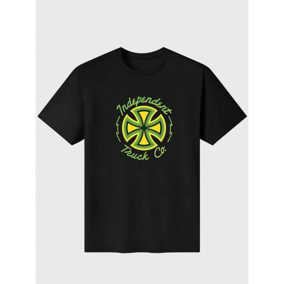 Independent Neon Cross Casual Digital Print Pure Heavy Cotton T Shirt 100% Cotton