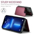 thumbnail image 3 of Mantto Case for iPhone 13 Pro Max with Card Holder, Retro PU Leather RFID Blocking Credit Card Slots Double Magnetic Clasp Flip Kickstand Shockproof Phone Cover for iPhone 13 Pro Max,Winered, 3 of 9