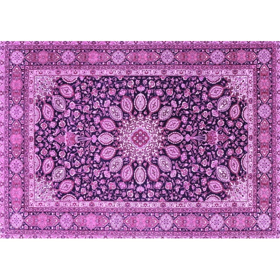 Ahgly Company Indoor Rectangle Medallion Purple Traditional Area Rugs, 7' x 10'
