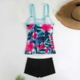 thumbnail image 5 of Busydd Plus Size Swimsuit for Women S-5XL Two Piece Tankini Bathing Suits Trendy Floral Print Sleeveless Swimwear with Boyshorts, 5 of 6