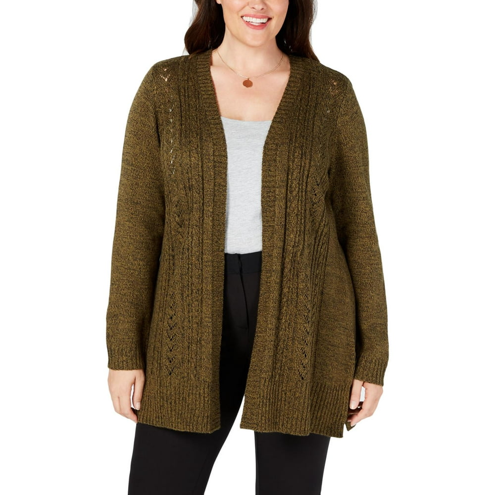 Karen Scott - Karen Scott Womens Plus Marled Open Front Cardigan ...