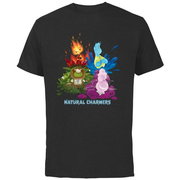Disney and Pixar’s Elemental Chemical Reaction Ember & Wade - Short Sleeve Cotton T-Shirt for Adults - Customized-Black