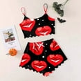 thumbnail image 2 of Womens Pajama Sets Trendy Valentine'S Day Printed Spaghetti Strap Shorts 2 Pcs Womens Pjs Sets, 2 of 4