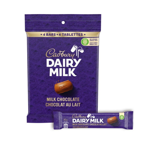 Cadbury Dairy Milk, Chocolat Au Lait, 4 Tablettes 168 g