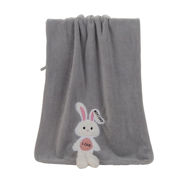 Aooww Easter Bunny Eggs Hand Towels for Bathroom Cotton Happy Easter Bath Towel Decorations Soft Embroidered Home Decoration for Spring Gift Accessories,Gray