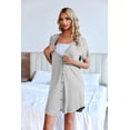 thumbnail image 5 of Ekouaer 3 Pack Women' Nightshirt Button Down Nightgown Short Sleeve Sleepshirt V Neck Pajama Dress with Pockets, 5 of 6
