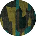 thumbnail image 1 of Ahgly Company Machine Washable Indoor Round Oriental Turquoise Blue Modern Area Rugs, 5' Round, 1 of 4