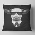 thumbnail image 2 of Designart Funny Cow in Suit with Glasses - Animal Throw Pillow - 16x16, 2 of 5