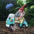 thumbnail image 2 of Homestyles The 60\'s Jerry "Peace Man" Hippie Gnome Riding in His Groovy VW Bus Home & Garden Statue 11"H, 2 of 5