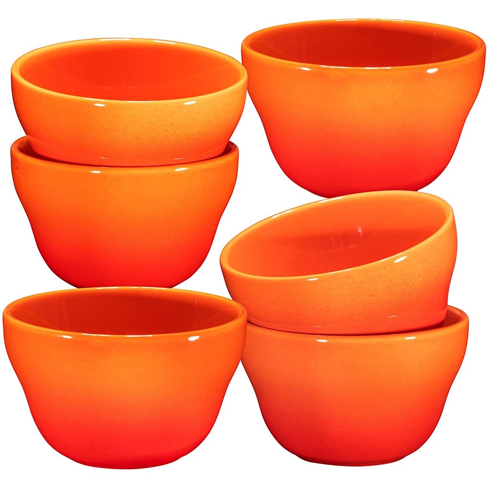 Ceramic 8 Oz Dessert Bowls Set of 6 (Gradient Orange)