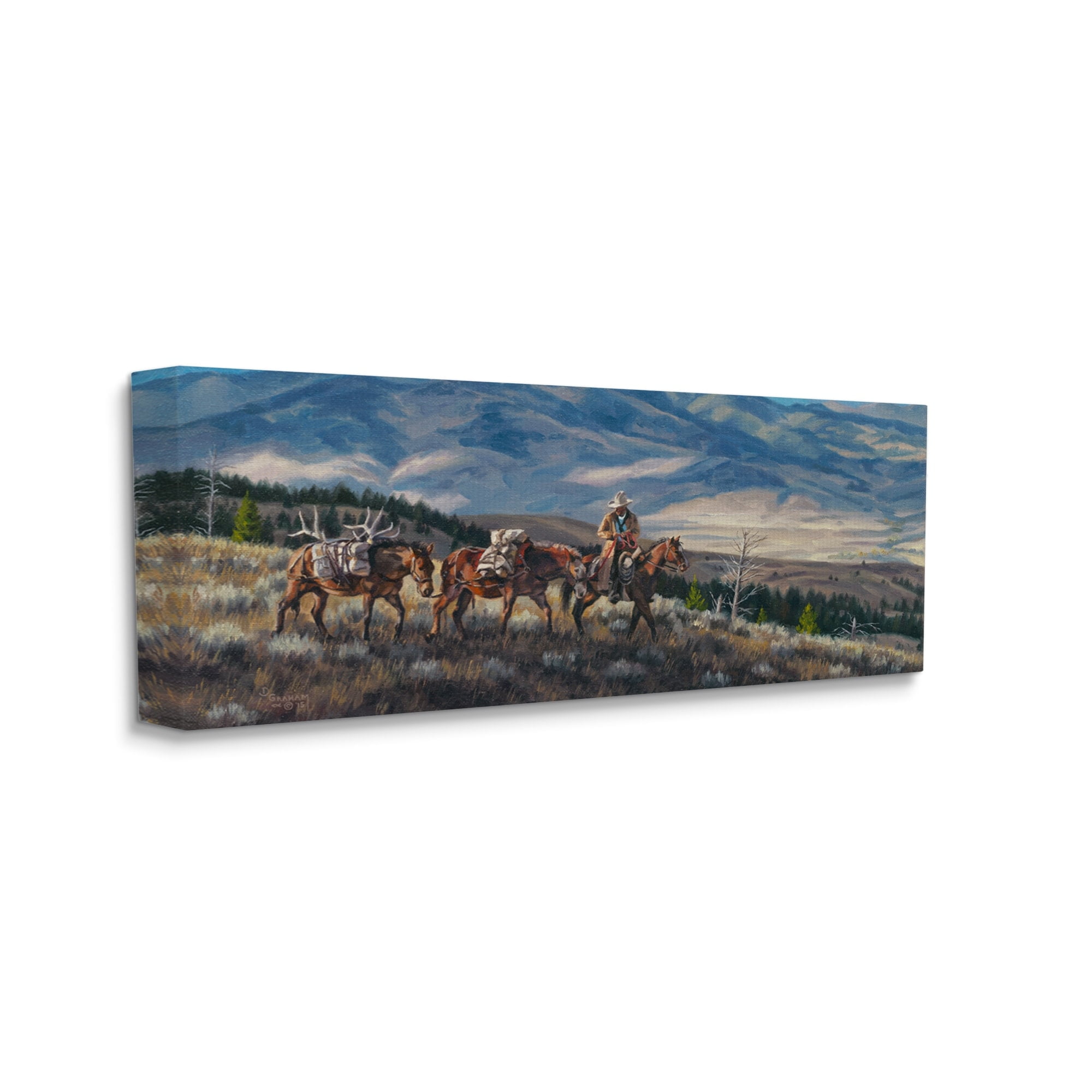 Stupell Industries Bountiful Hunt Mountain Landscape Animals & Insects Painting Gallery Wrapped Canvas Print Wall Art