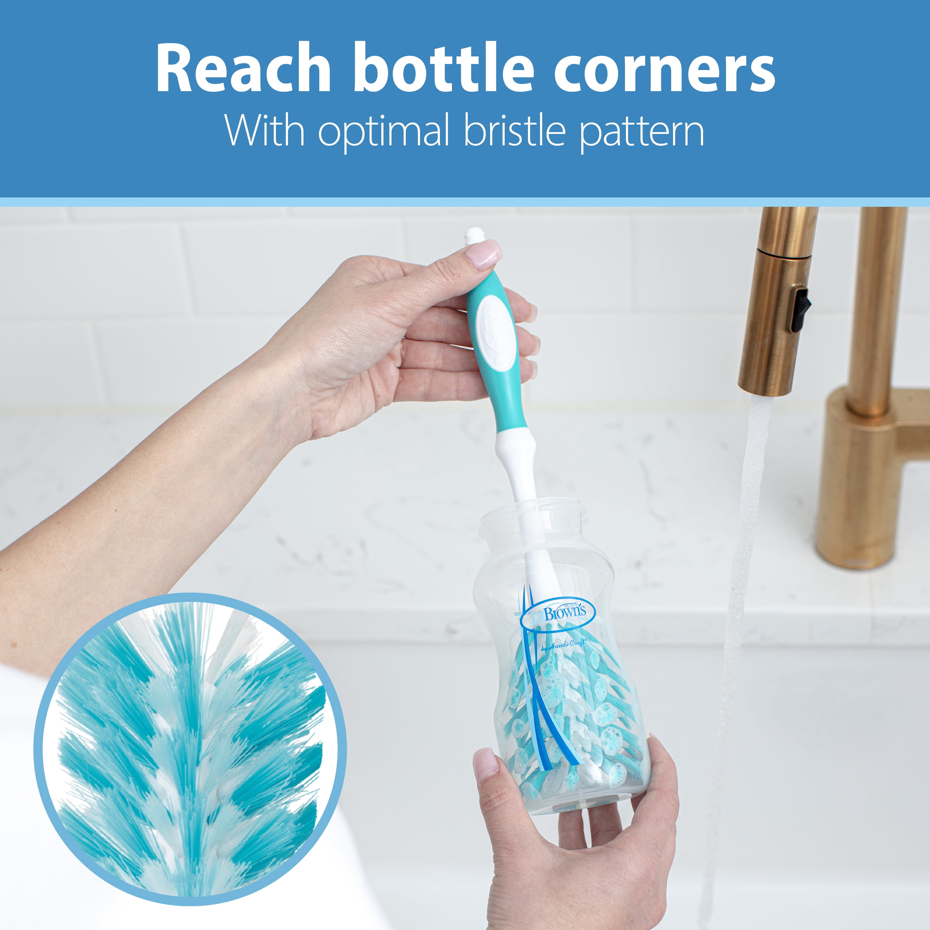 Blue Nursing Bottle Brush for 2 quart calf bottles for cordless