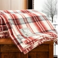 thumbnail image 2 of Tahoe Heavyweight Oversized Washable French Wool Plaid Twin Blanket, Red, 2 of 9