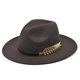 thumbnail image 1 of Sombrero de ala grande de fieltro de lana Simple para hombres y mujeres, sombrero de cadena de lana de estilo británico, sombrero de Jazz Retro clásico, moda de otoño e invierno, 1 pieza, 1 of 4