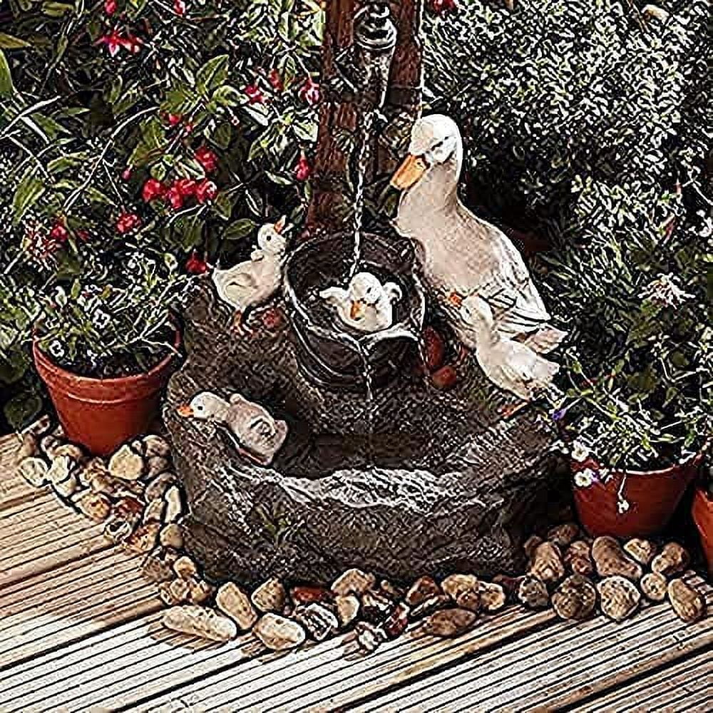 Nvzi Solar Light Resin Duck Fountain Outdoor, Multicolor
