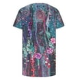 thumbnail image 4 of EQWLJWE Hauts d'Été pour Femmes Hauts pour Femmes Liquidation Femmes Décontracté Imprimé Manches Courtes Col Rond Chandail Blouse T-shirt Hauts, 4 of 5