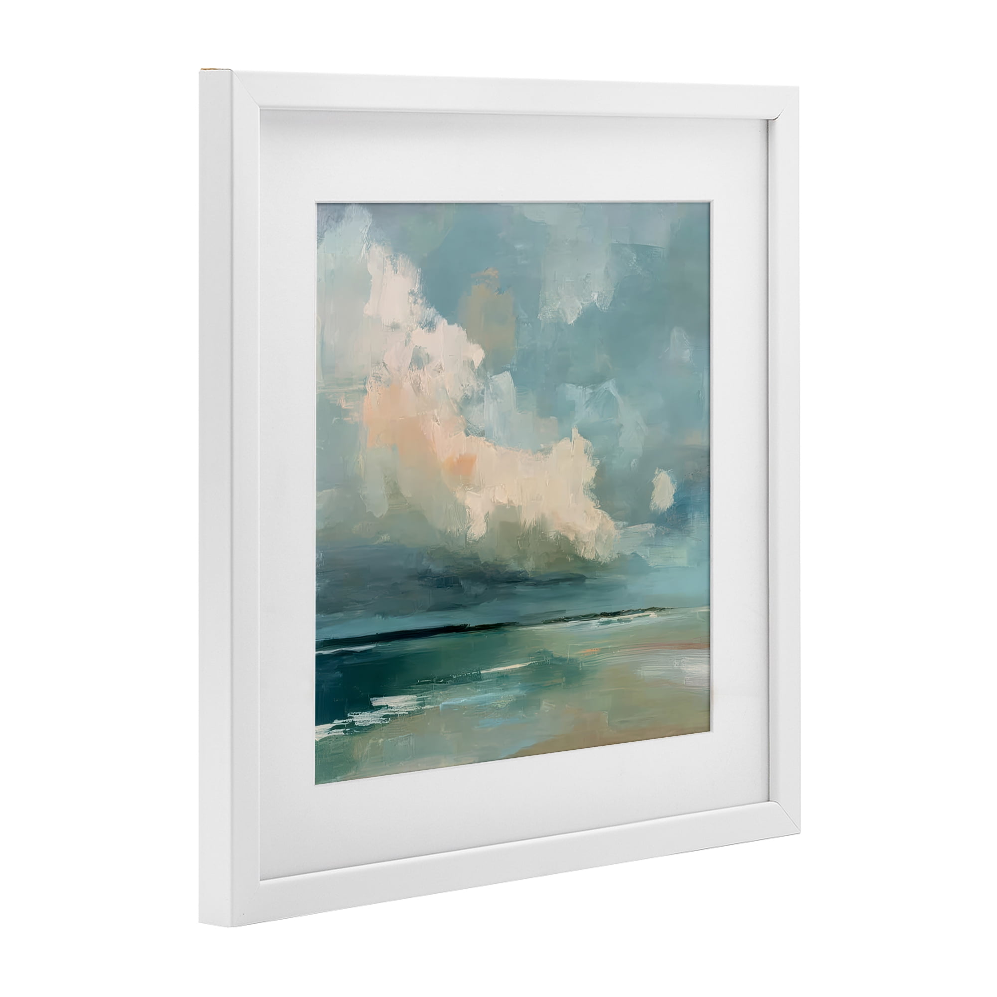 Stupell Industries Stormy Beach with Overhead Clouds White Framed Print Under Glass, design by Kim Curinga