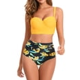 thumbnail image 3 of MKLEKYY Bikini Mujer Traje De Baño Women High Waisted Bikini Sexy Push Up Two Piece Swimsuits Vintage Swimsuit Two Piece Retro Ruched High Waist Print Bikini Set 1488, 3 of 4