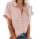 thumbnail image 1 of Gibobby Casual Playera de Manga Corta para Mujer Camiseta suelta informal con cuello en V para mujer, blusa manga corta con estampado(Rosa,M), 1 of 5