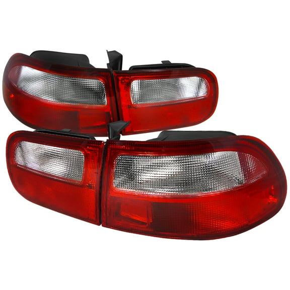 TAIL LIGHTS RED CLEAR LENS 3DR MODEL Made for and Compatible with 92-95 HONDA CIVIC