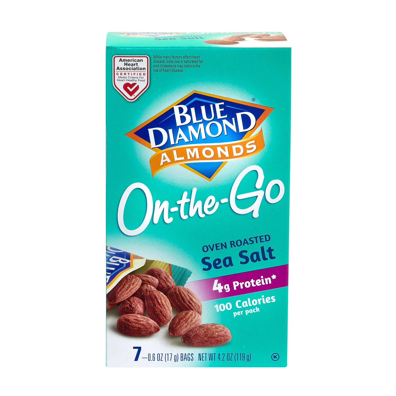 Blue Diamond Roasted Sea Salt Almonds 0.625 oz. 7 Bags/Pack 6/Pack (220-00794)