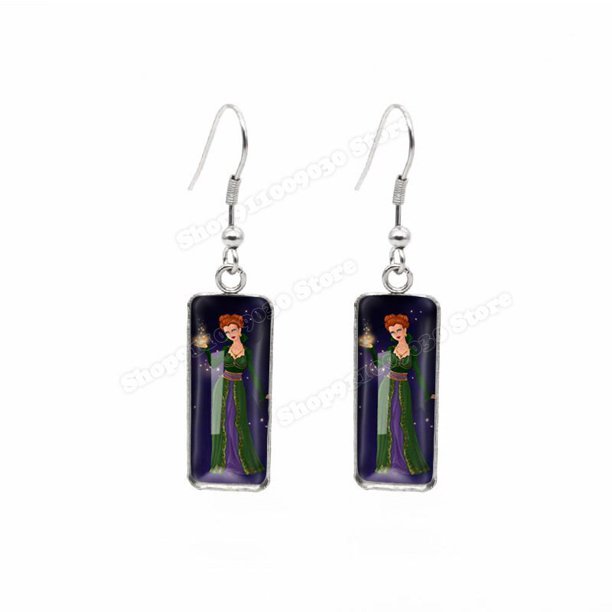 Pendientes de cristal de acero inoxidable para niños, joyería de película de Halloween, tachuelas de bolsillo, estilo de los 90, dibujos animados, bruja mala, regalo de Navidad
