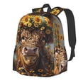 thumbnail image 1 of Disketp Cute Cow Sunflower Crown A Mochila Escolar de Gran Capacidad y Peso Ligero, Mochila de Viaje Ideal para Escuela, Trabajo y Uso Diario, Cómoda y con Estilo, 1 of 8