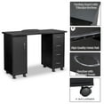 thumbnail image 5 of Nail Desk, Nail Table for Nail Tech with Wrist Pad, Manicure Table Computer Desk with Lockable Wheels, Black, 5 of 10