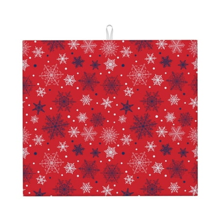 

Xecao Snowflake Symphony Print Dish Drying Mat for Kitchen Counter Absorbent Coffee Bar Mat Dish Drainer Rack Mats Dining Room Decoration