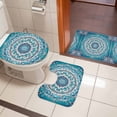 thumbnail image 5 of Blue Retro Boho Ethnic Bathroom Rugs Set Abstract Tribal Flower Non Slip Absorbent Soft Bath Mats 3 Piece Set with Bathroom Rug, U-Shaped Floor Mat, Toilet Seat Cover Small Size, 5 of 9