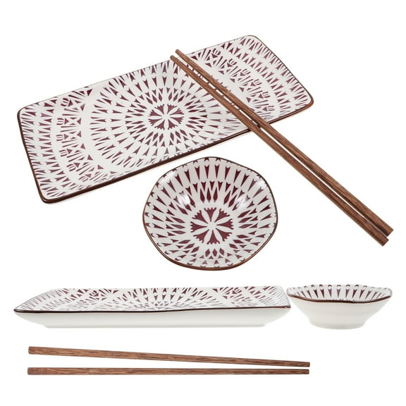 WORGEOUS 2 Sets Ramen Bowl Sushi Sushi Plate Set 25.50X12.00X2.50CM