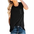 thumbnail image 2 of Hauts d'Été pour Femmes 2023 Mode Femmes Manches Courtes Col Rond Poches Hauts Décontractés T-shirt Blouse Hauts et Blouses d'Été pour Femmes en Liquidation, 2 of 5