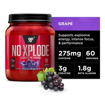 BSN N.O. Xplode Nitric Oxide Booster   Pre Workout Powder, Grape, 60 Servings