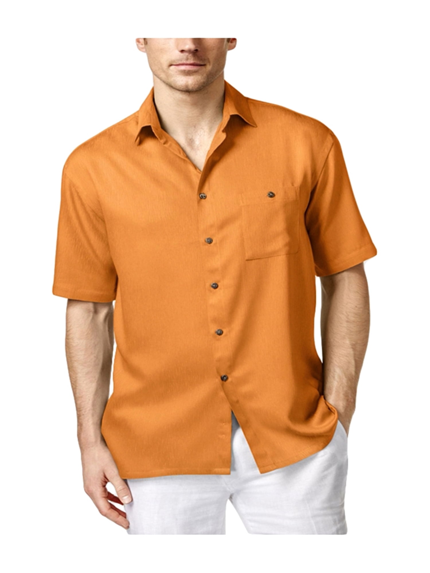 Campia Moda Campia Moda Mens Solid SS Button Up Shirt coral M