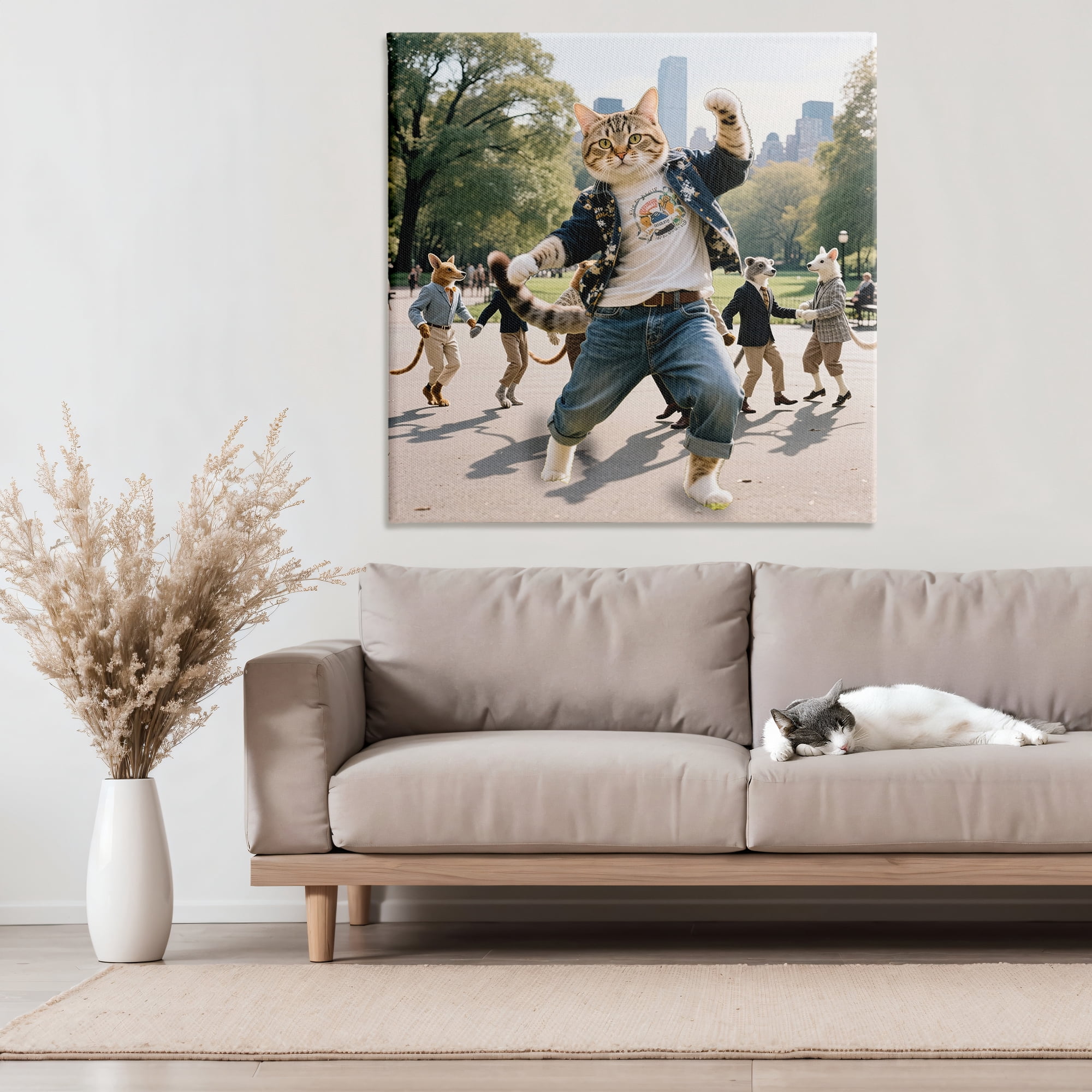 Stupell Industries Stylish Cat Dancing in Park Canvas Wall Art, design by CAD Designs