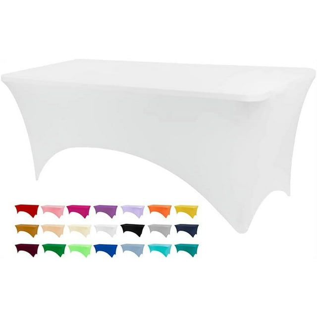 Nvzi Table Covers for 6 Foot Tables, Spandex Table Covers 6ft, White Table Cloths Rectangle 6ft for Events, Wedding, Banquets & Parties