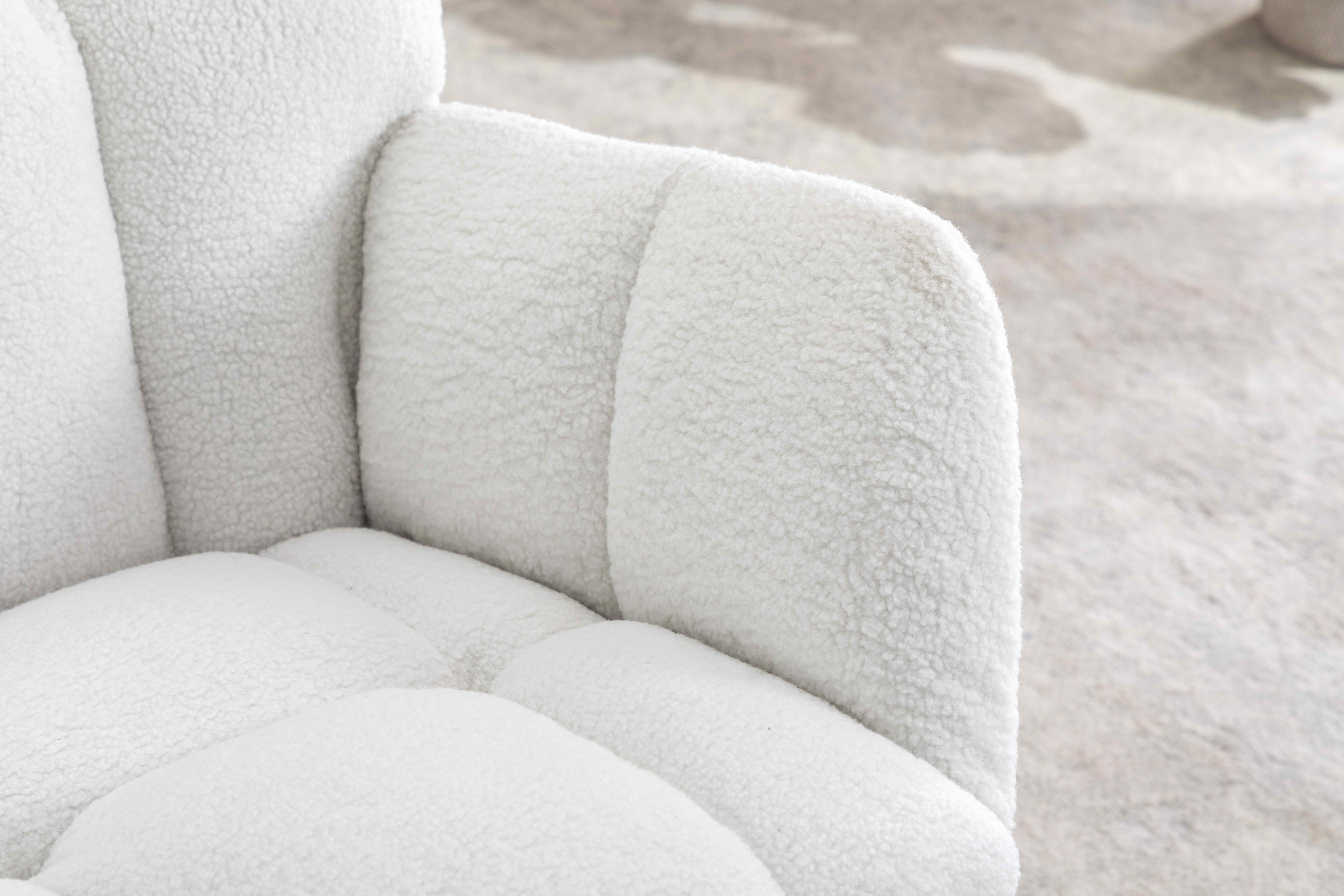MAYEERTY Teddy Fabric Rocking Glider Nursery Chair, for Indoor Living Room, Ivory