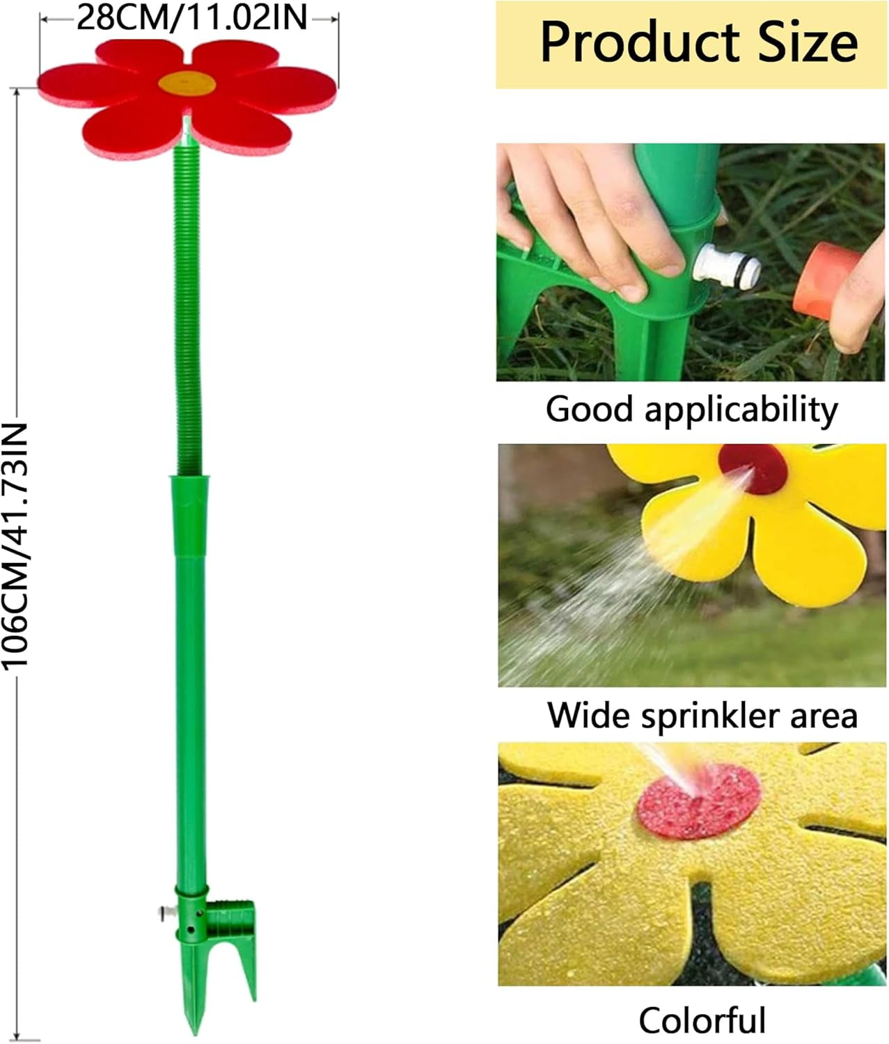 Garden Dancing Daisy Water Sprinkler: 360 Degree Rotating Sunflower Shape Water Sprinkler, Funny Colorful Sprinklers for Yard Lawn Garden, Watering and Kids Playing (Red)
