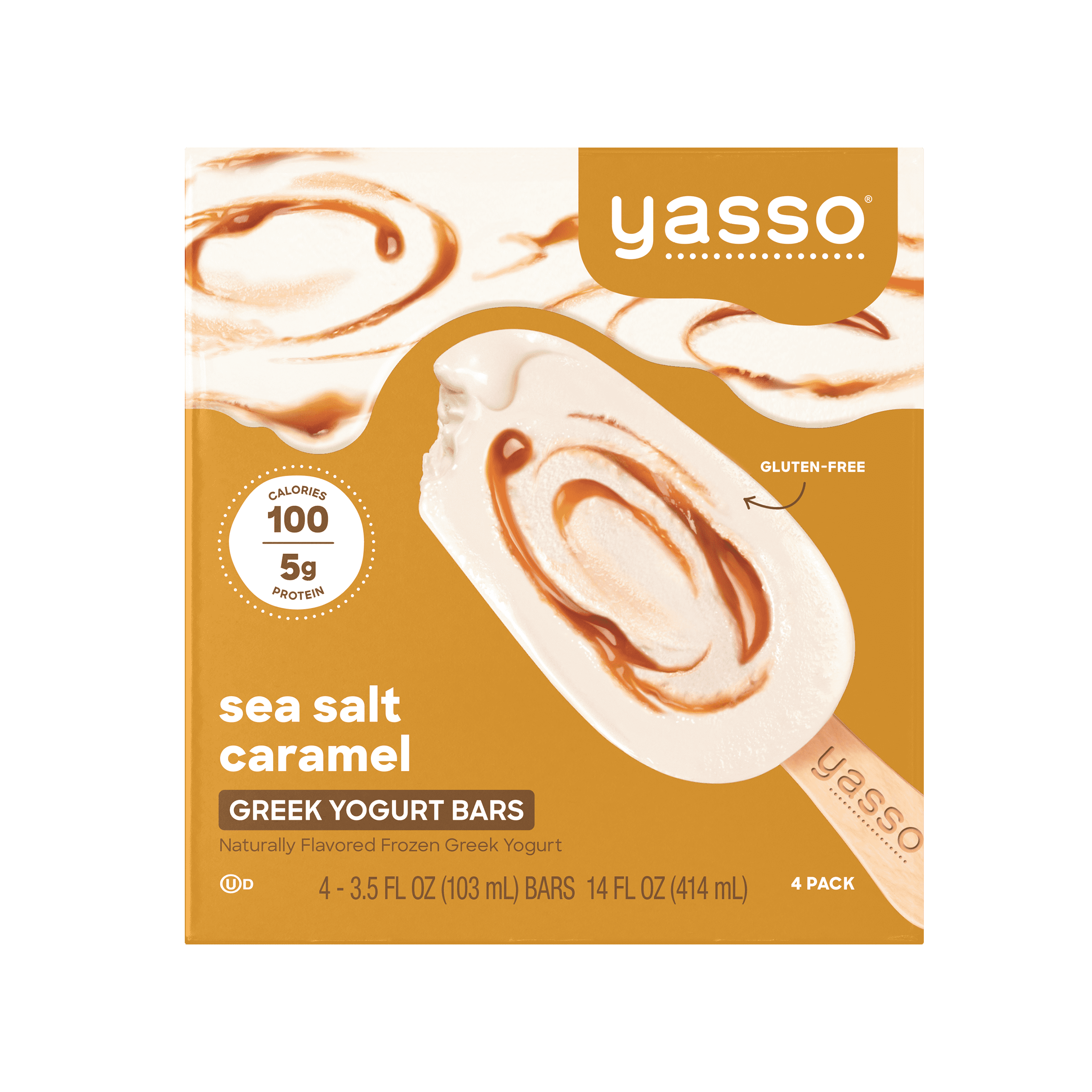 Yasso Frozen Greek Yogurt, Sea Salt Caramel Bars, 4 Count