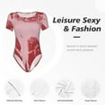 thumbnail image 4 of Saiise Grenouillère à Motif de Viande Rayée pour Femmes Manches Courtes Col Rond Pyjama Extensible avec Fermeture à Pression-Moyen, 4 of 7