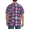 thumbnail image 5 of Cauagu cute Skull rainbow mushroom Men's Short Sleeve Button Down Hawaiian Shirt for Men Bowling Shirts Casual Summer Beach Shirt,Medium, 5 of 6